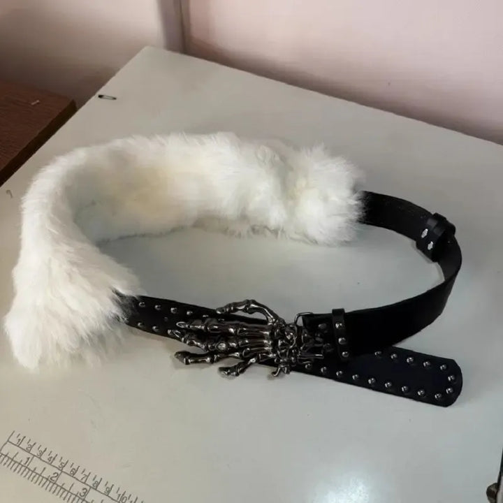 Steampunk Skeleton Hand Belt White