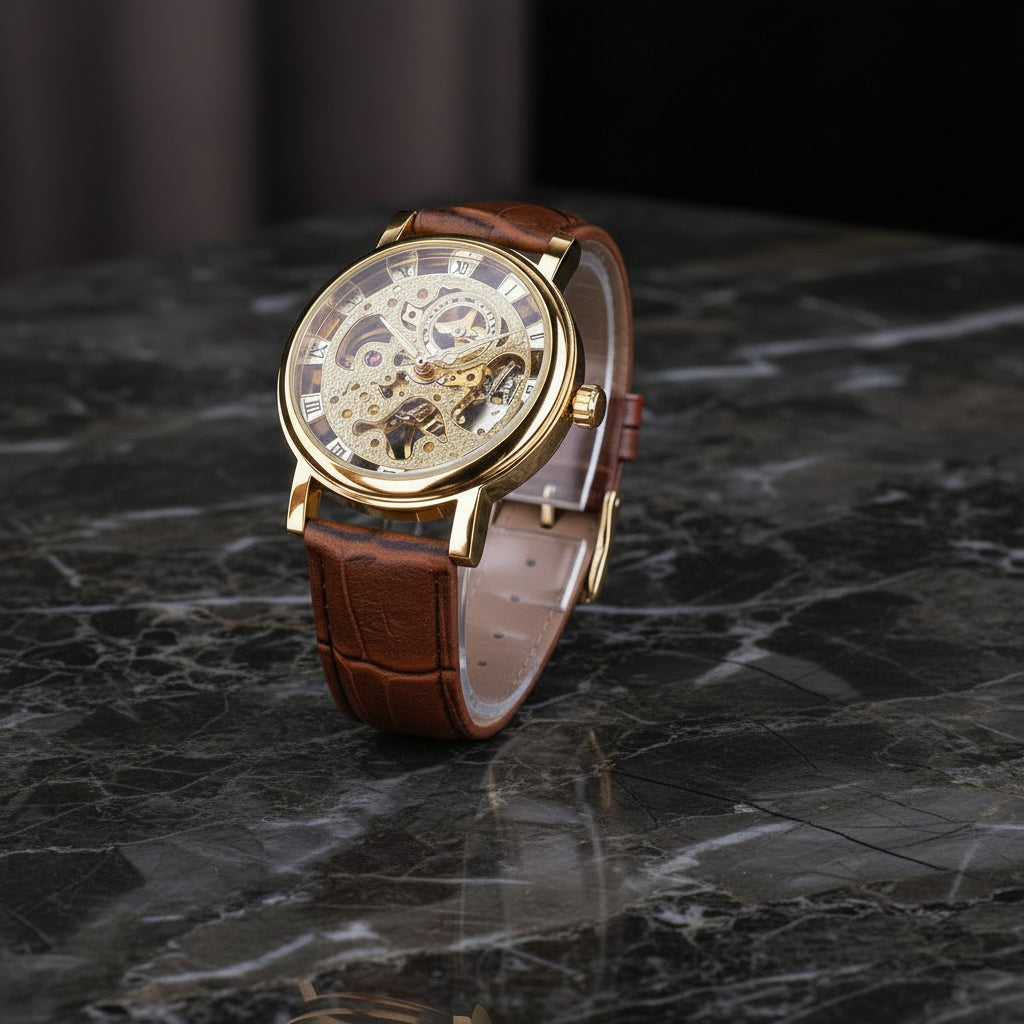 Steampunk Skeleton Leather Wrist Watch fashion