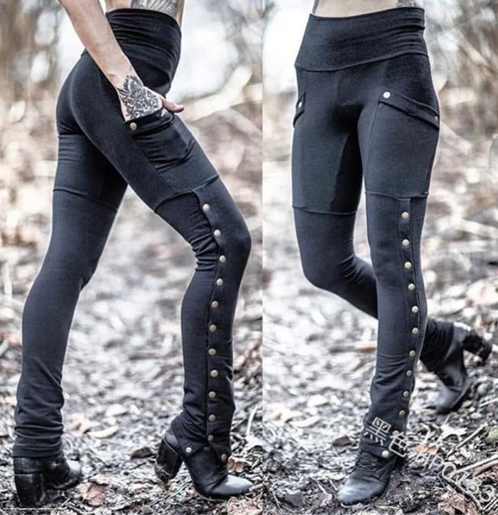 Steampunk Skinny Pants With Rivets Black