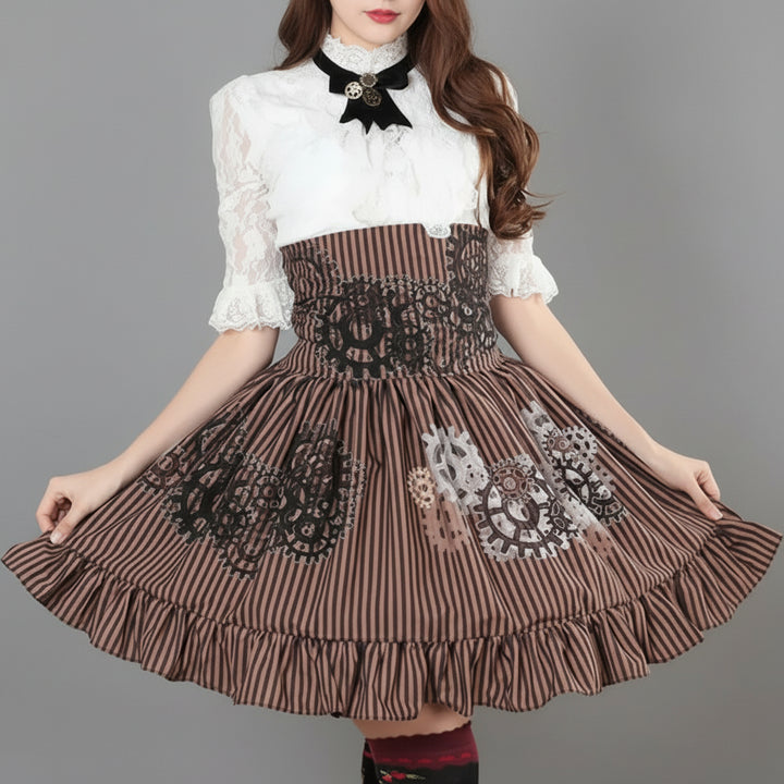 Steampunk Skirt With Gear Print