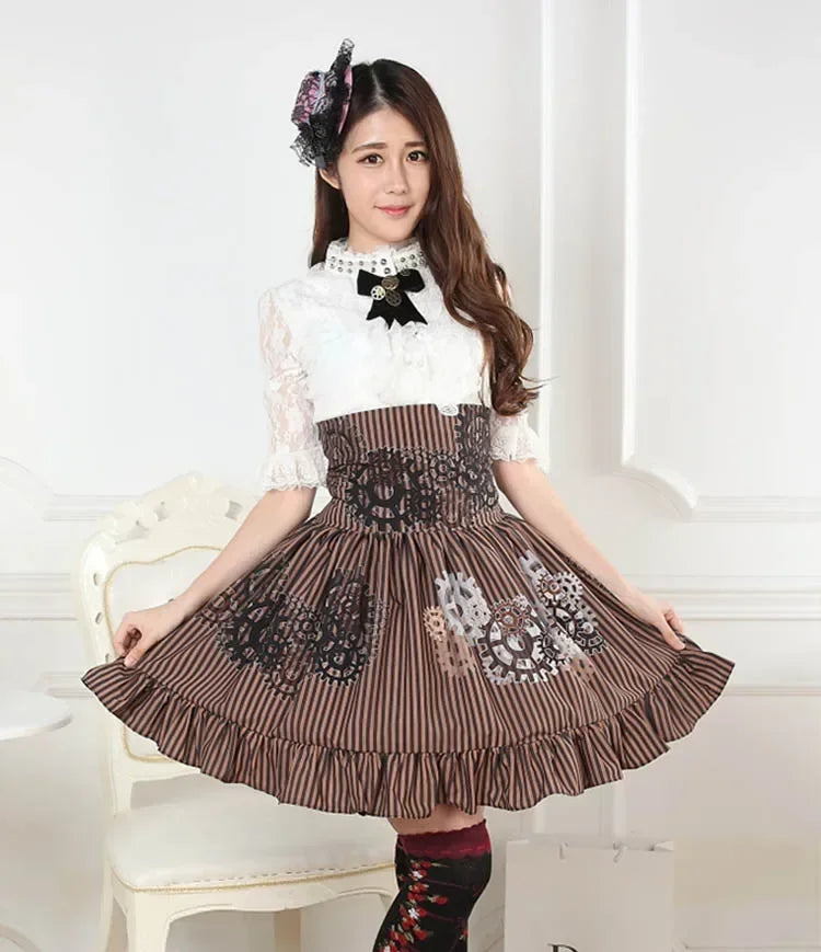 Steampunk Skirt With Gear Print bold