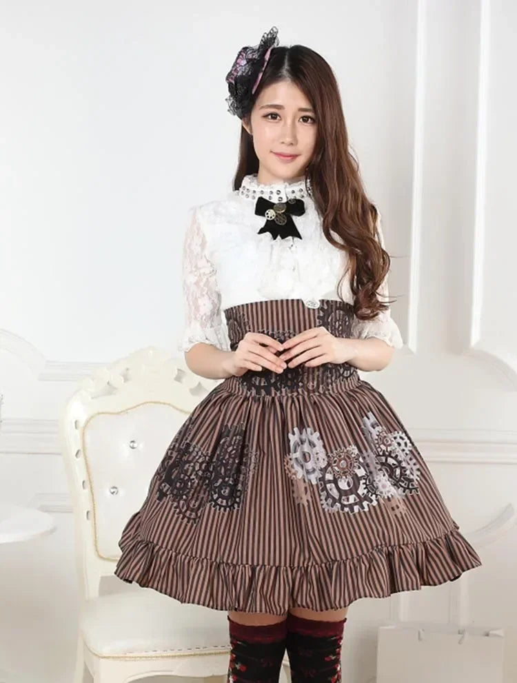 Steampunk Skirt With Gear Print edgy