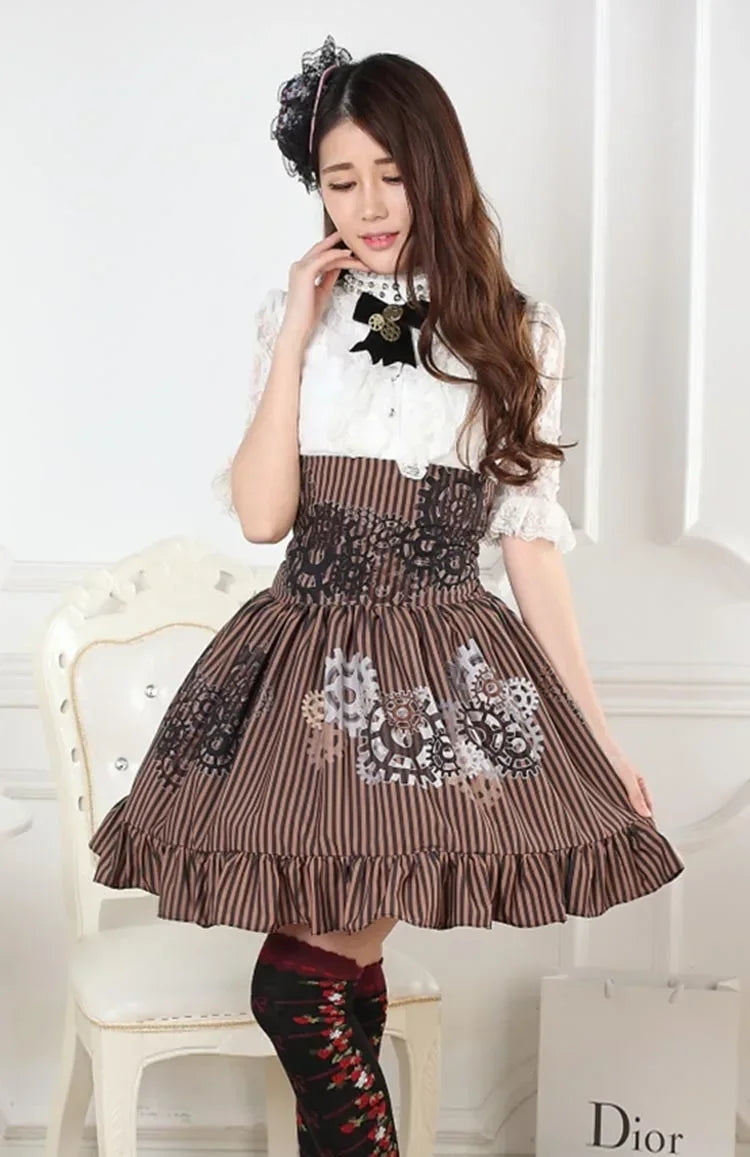 Steampunk Skirt With Gear Print industrial