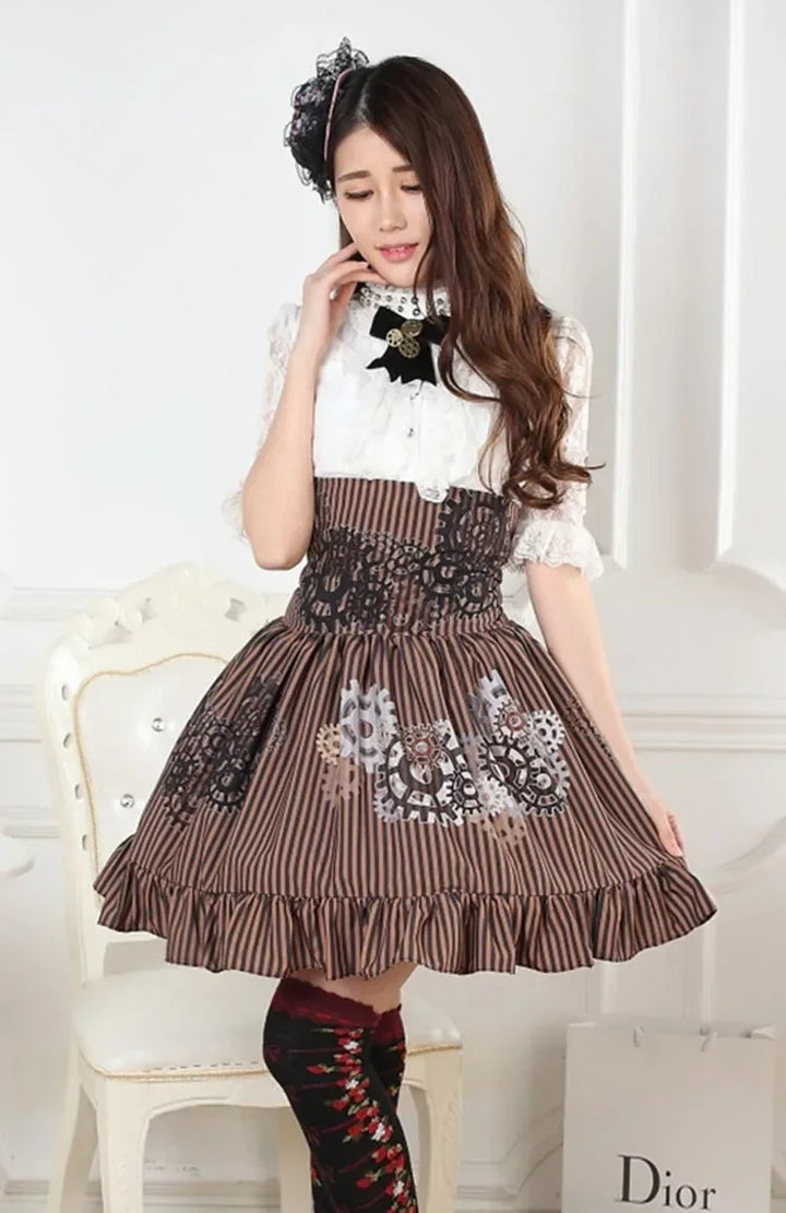 Steampunk Skirt With Gear Print industrial