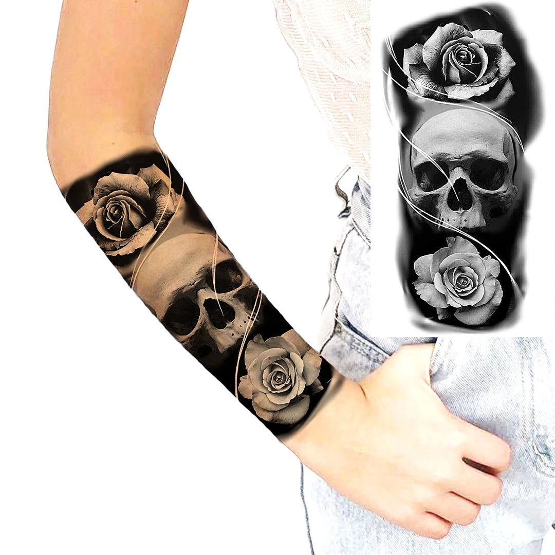 Steampunk Skull And Rose Tattoo