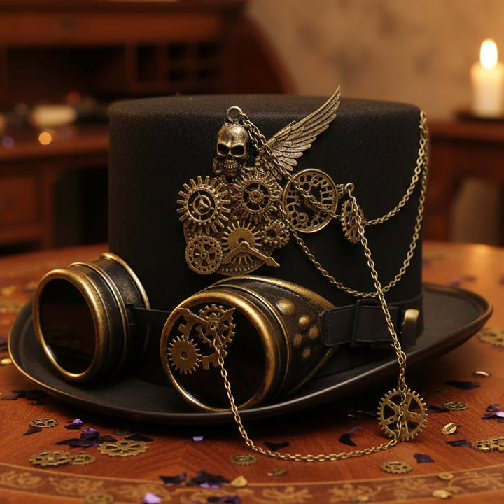 Steampunk Skull Hat with Chains