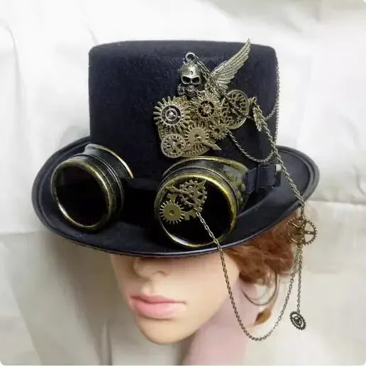 Steampunk Skull Hat with Chains Unique