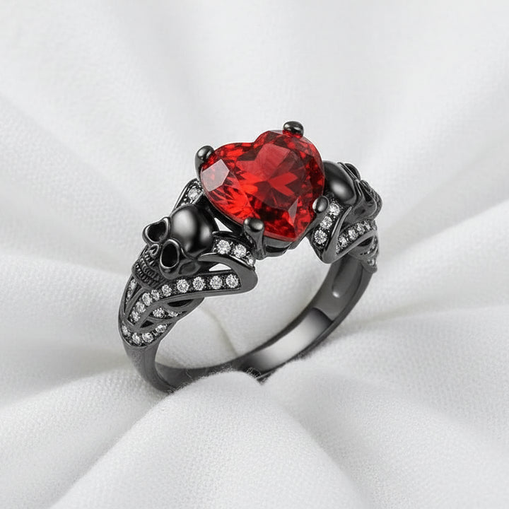 Steampunk Skull Heart Ring