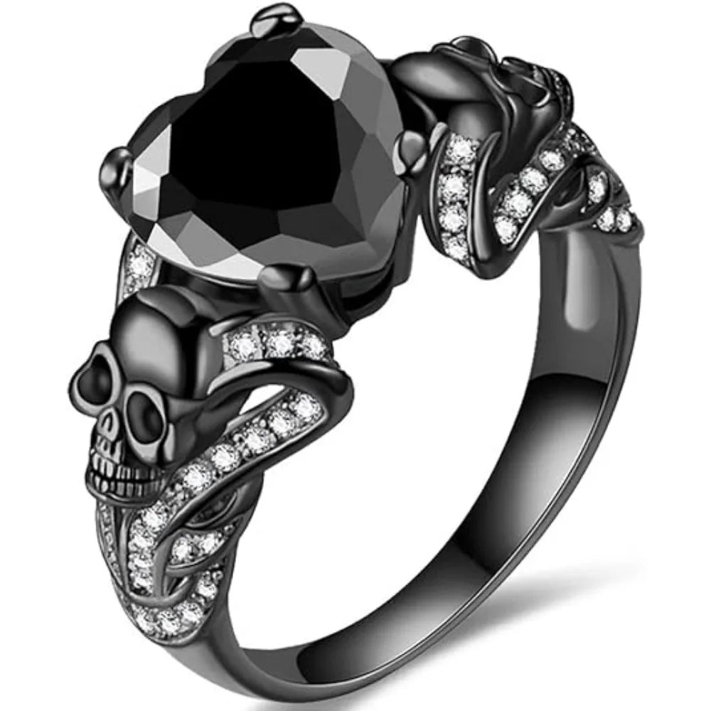 Steampunk Skull Heart Ring bold