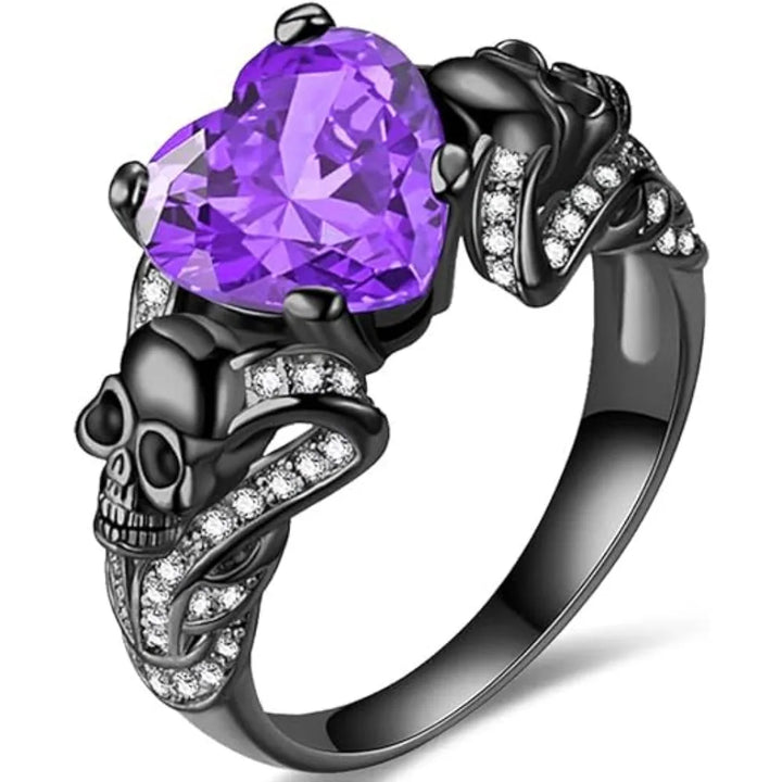 Steampunk Skull Heart Ring edgy