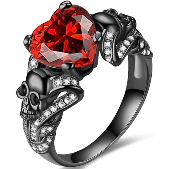 Steampunk Skull Heart Ring gothic