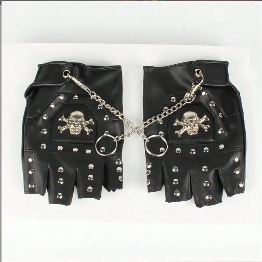 Steampunk Skull Leather Gloves Design