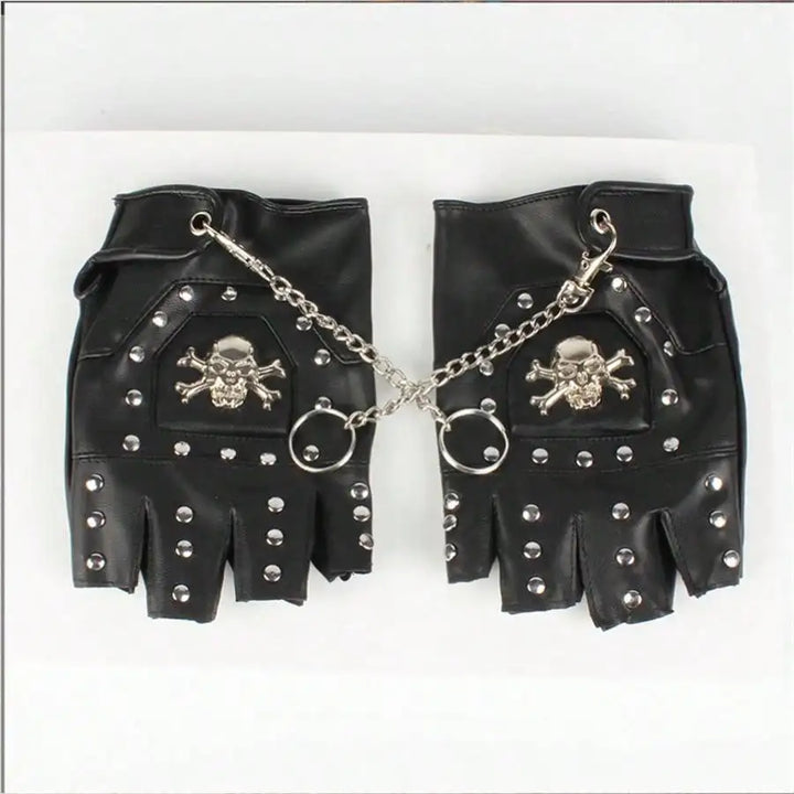 Steampunk Skull Leather Gloves Design