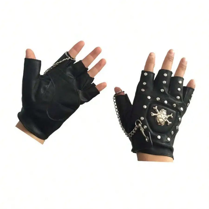 Steampunk Skull Leather Gloves Stylish