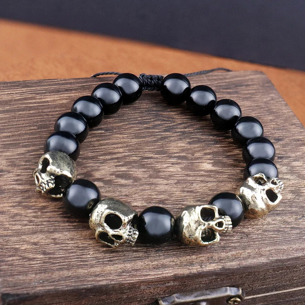 Steampunk Skull Pearl Bracelet