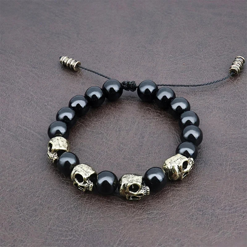 Steampunk Skull Pearl Bracelet chic