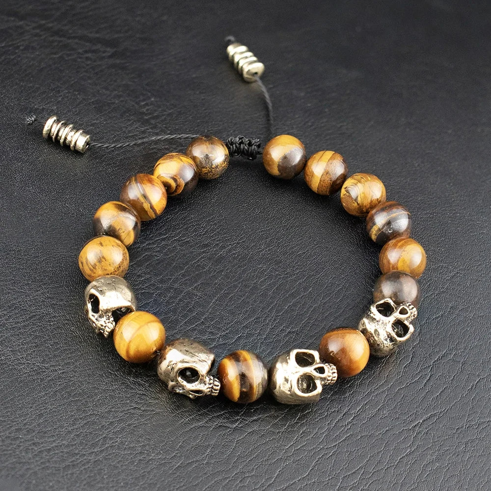 Steampunk Skull Pearl Bracelet tendance