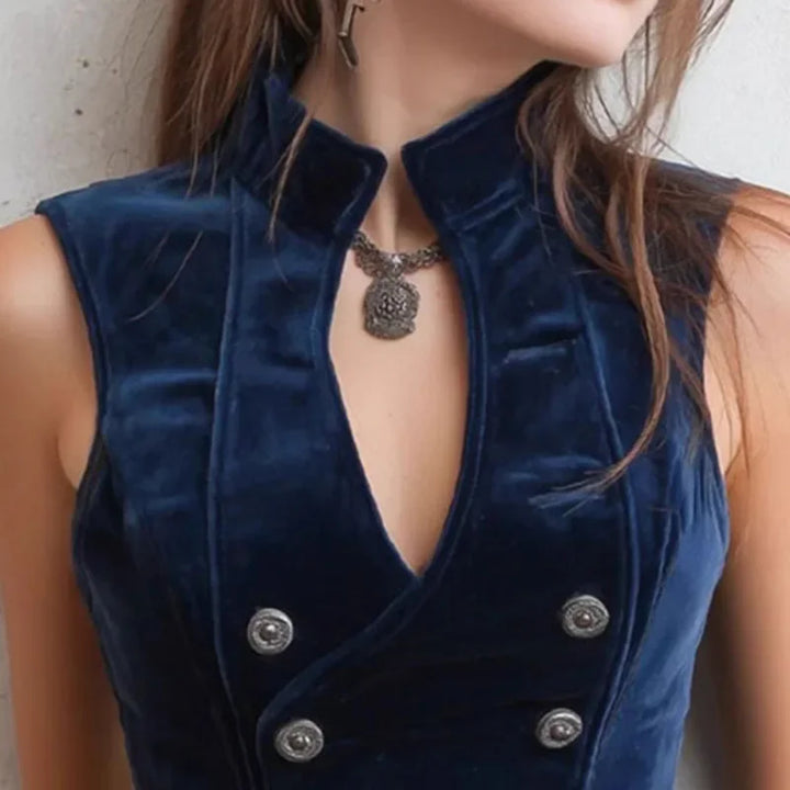Steampunk Sleeveless Double-Breasted Shirt refined