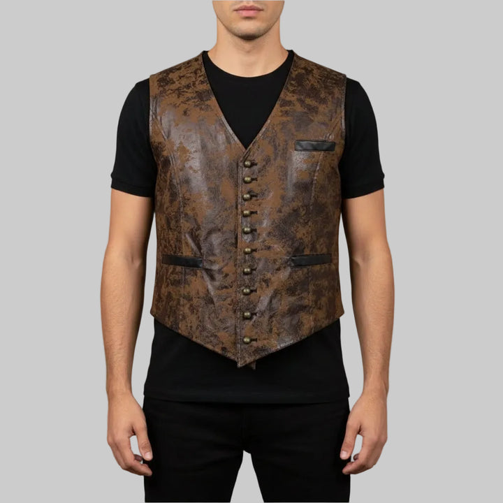 Steampunk Sleeveless Jacket With Rivet Buttons