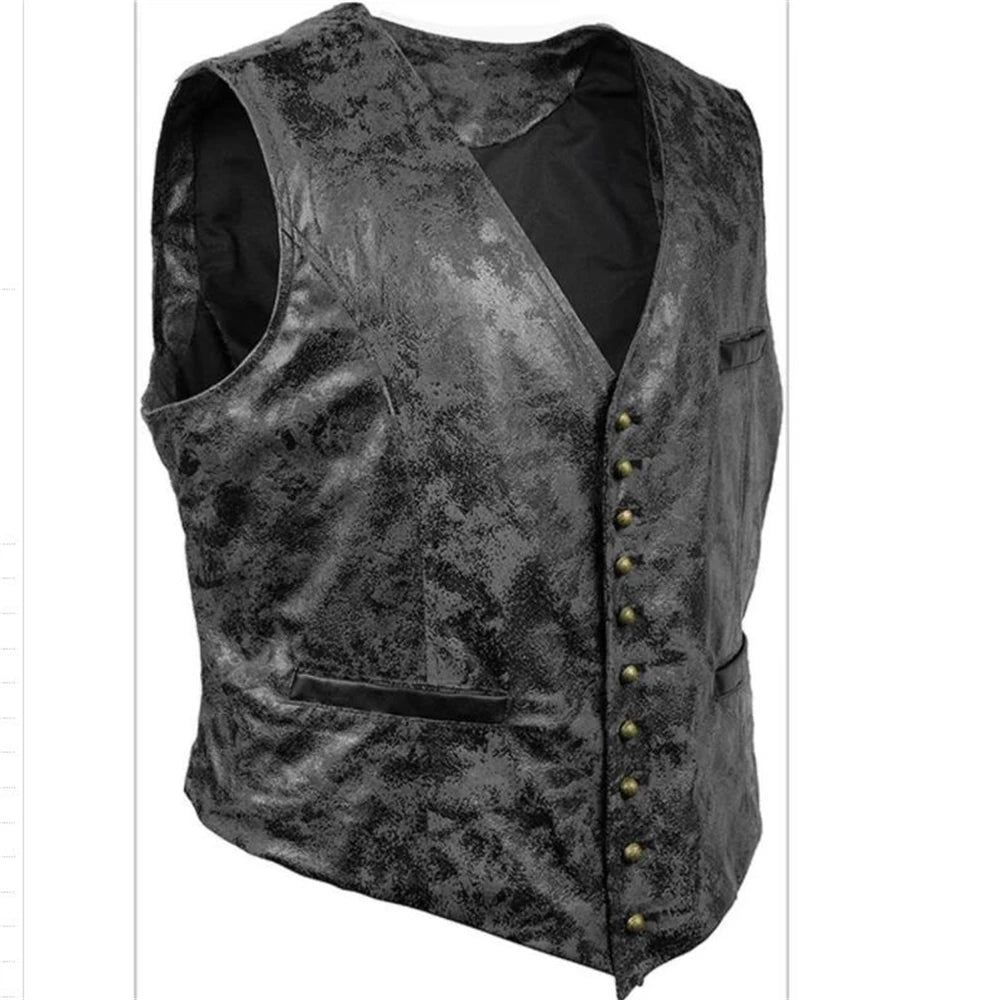 Steampunk Sleeveless Jacket With Rivet Buttons bold