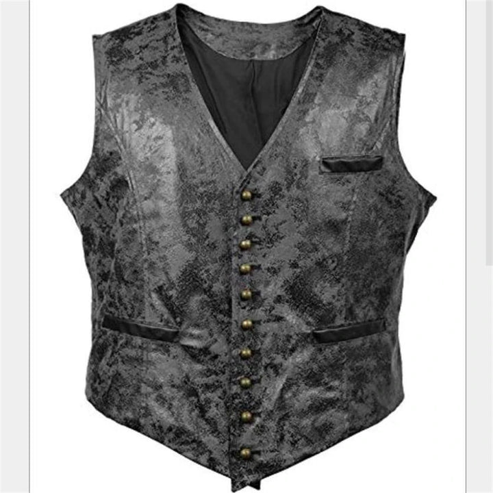 Steampunk Sleeveless Jacket With Rivet Buttons edgy