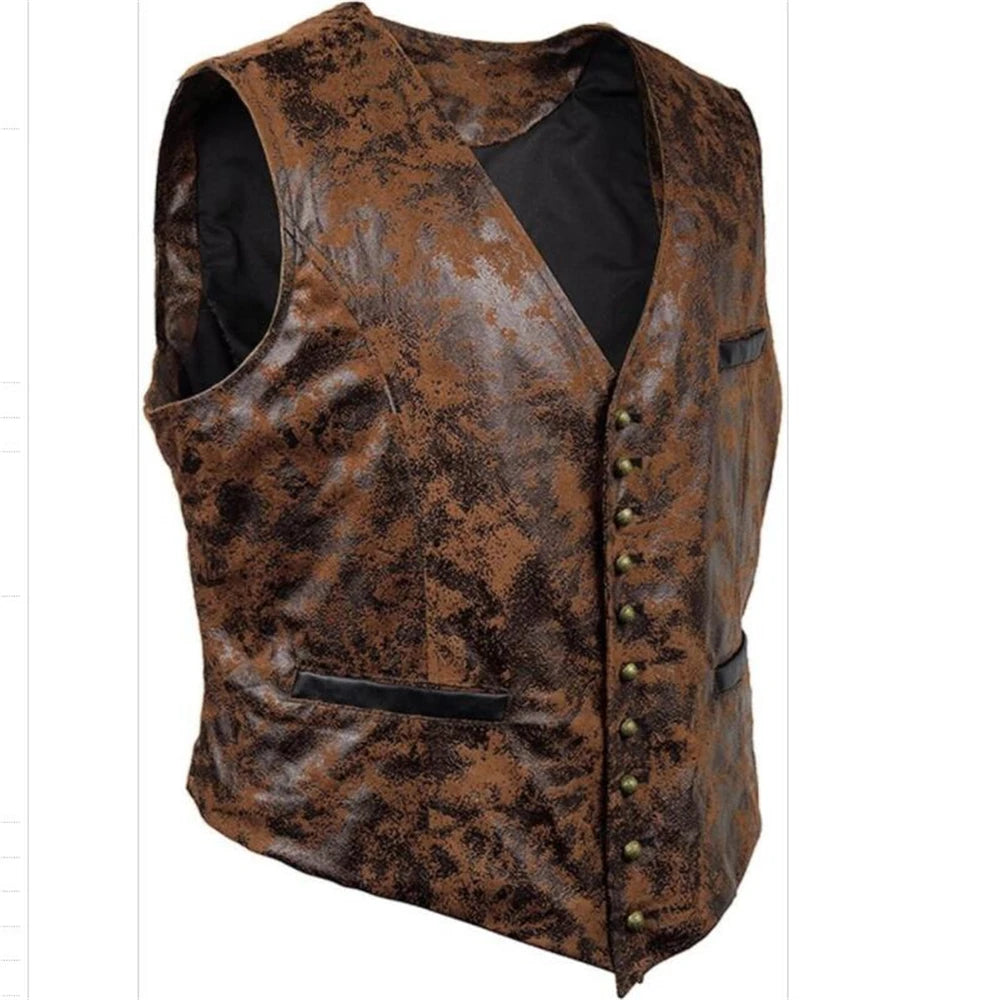 Steampunk Sleeveless Jacket With Rivet Buttons unique
