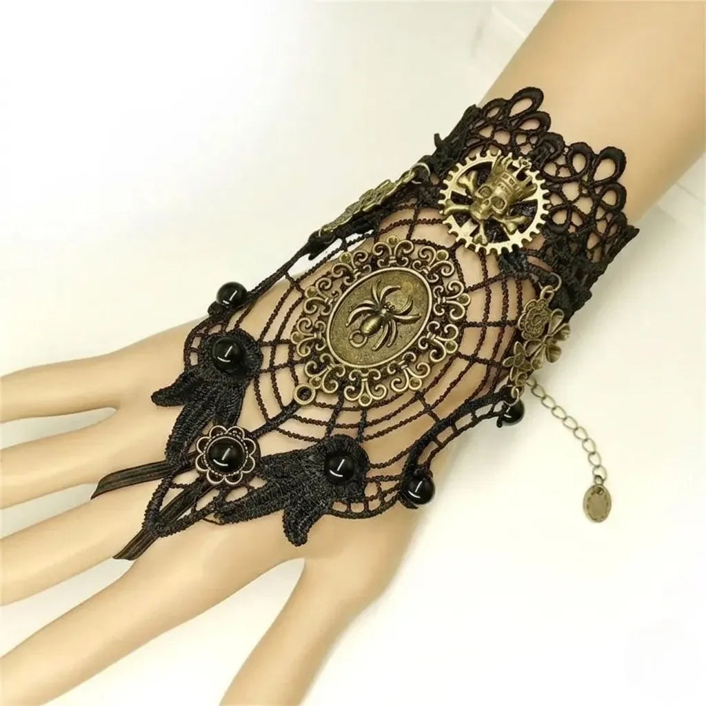 Steampunk Spider Gloves Black