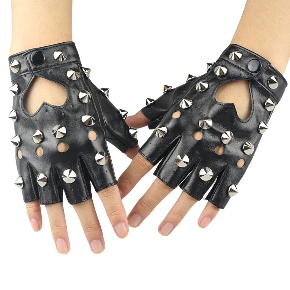 Steampunk Spiked Gloves Black