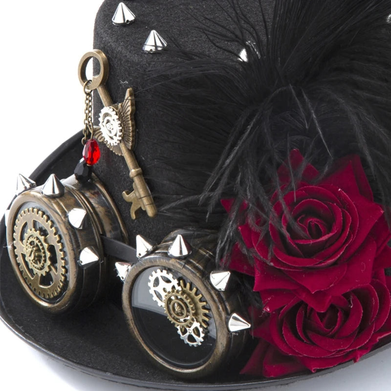 Steampunk Spiked Hat With Goggles black