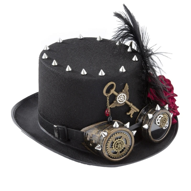 Steampunk Spiked Hat With Goggles fashion