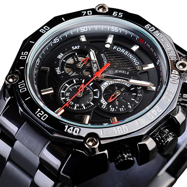 Steampunk Sports Wristwatch Black