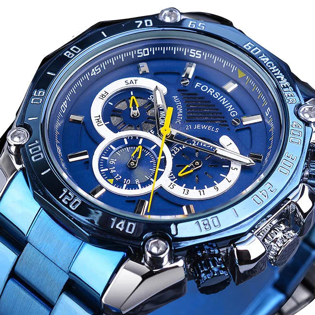 Steampunk Sports Wristwatch Blue