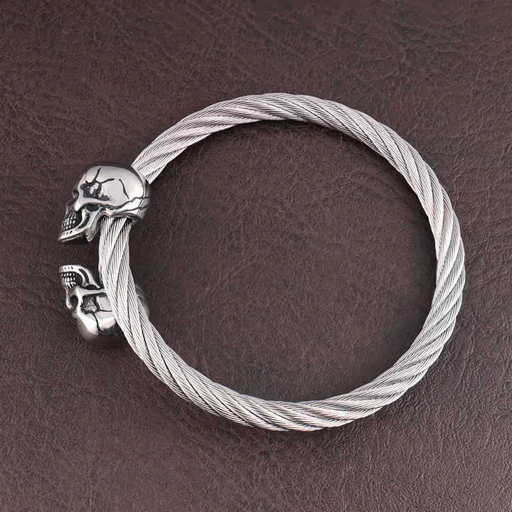 Steampunk Stainless Steel Double Skull Bracelet fashion