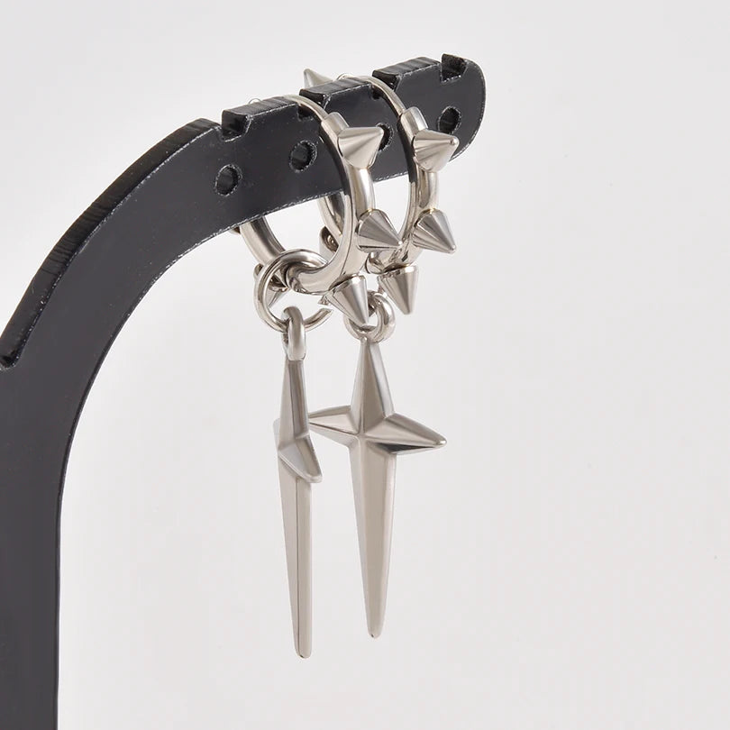 Steampunk Stainless Steel Riveted Earrings