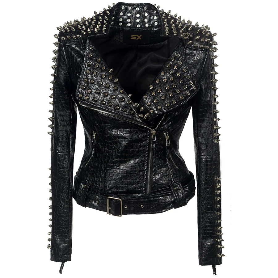 Steampunk Studded Leather Jacket edgy