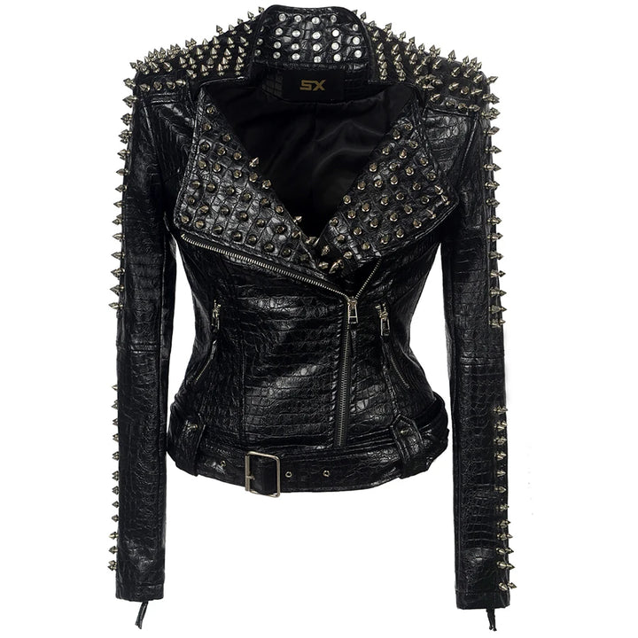 Steampunk Studded Leather Jacket edgy