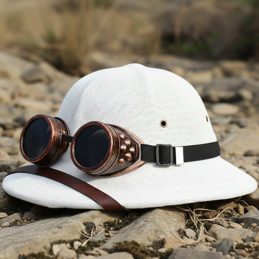 Steampunk Summer Hat With Goggles lightweight