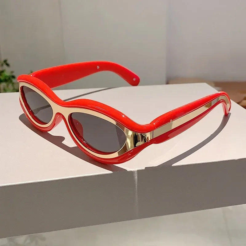 Steampunk Sunglasses with Two-Tone Frames Red