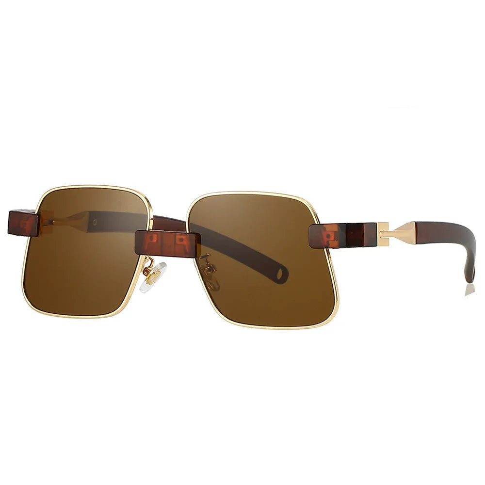 Steampunk Sunglasses with a Slanted Frame Brown