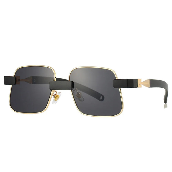 Steampunk Sunglasses with a Slanted Frame Gold