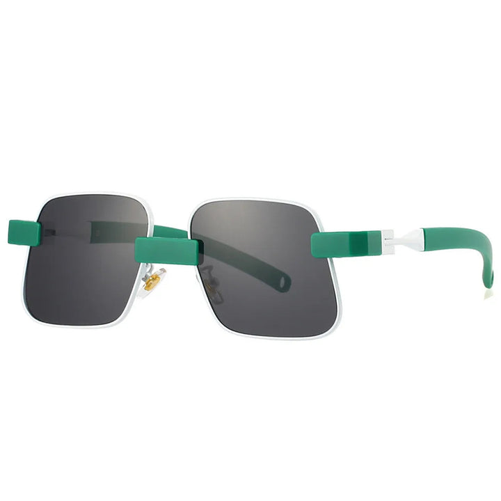 Steampunk Sunglasses with a Slanted Frame Green