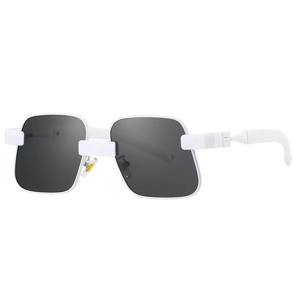 Steampunk Sunglasses with a Slanted Frame White