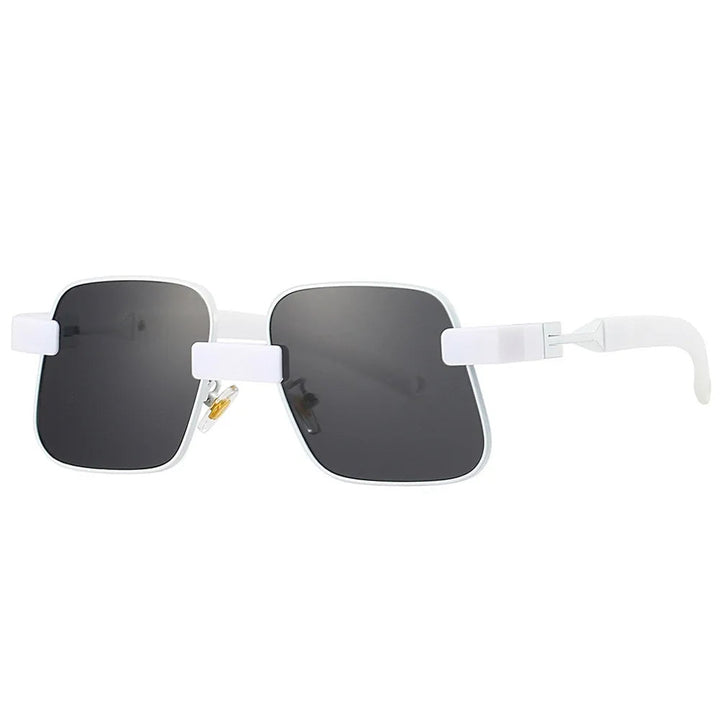 Steampunk Sunglasses with a Slanted Frame White