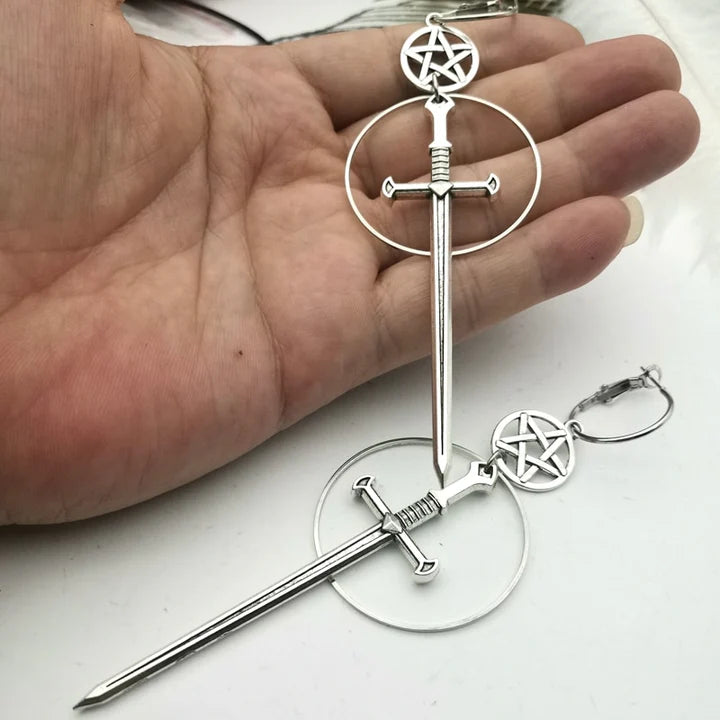 Steampunk Sword Earrings Metal unique