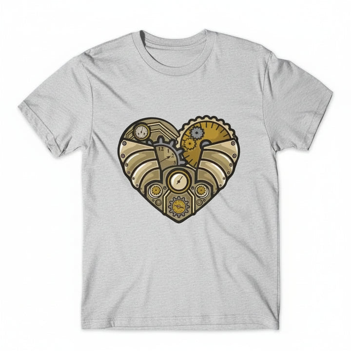 Steampunk T-shirt With a Mechanical Heart detailed
