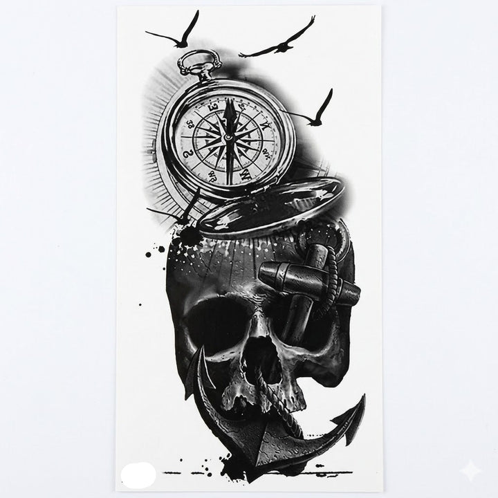Steampunk Tattoo Compass Skull stylish