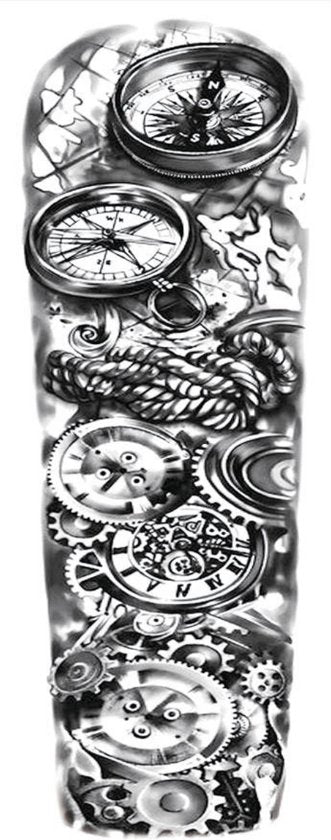 Steampunk Tattoo Compasses and Gears elegant