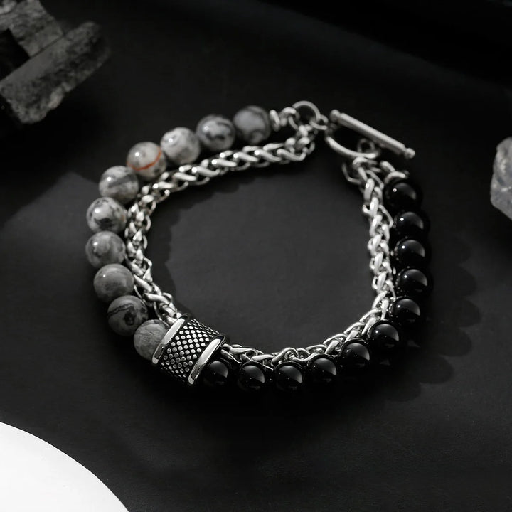 Steampunk Tiger's Eye And Stainless Steel Bracelet tendance