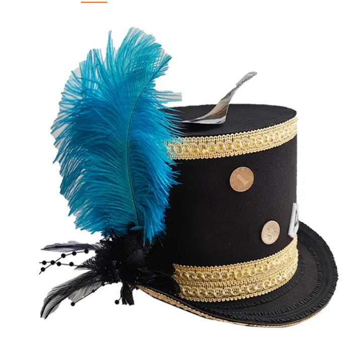 Steampunk Top Hat With Blue Feather