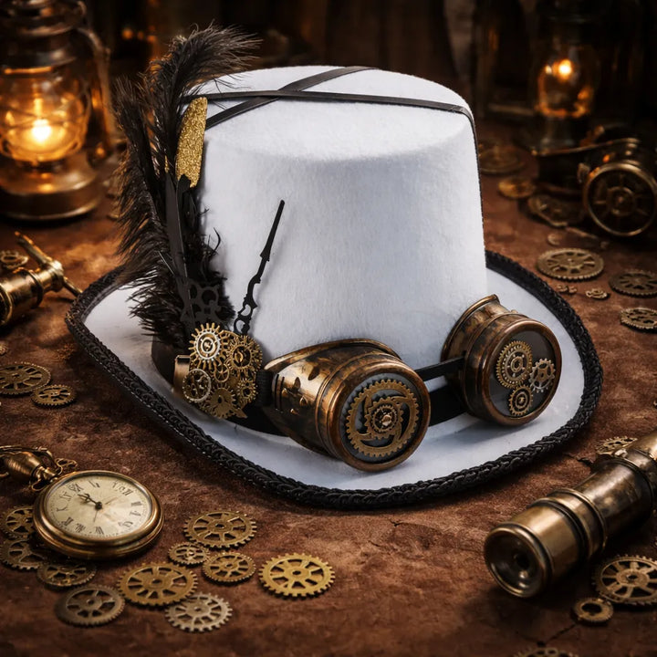 Steampunk Top Hat with a Feather